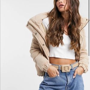 Tan Corduroy Puffer
